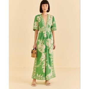 NWT Farm Rio monstera leaves jumpsuit XS